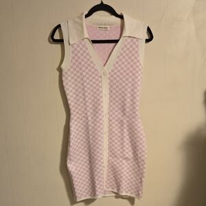 Dippin Daisy "As If Dress" Pink Checkered Sweater Dress